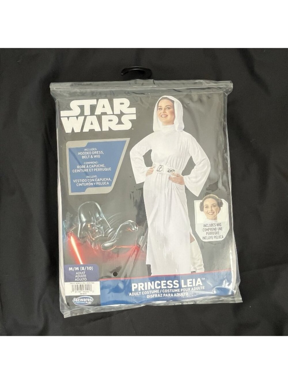 Star Wars Princess Leia Adult Costume M 8/10 Hooded Dress Belt & Wig Halloween